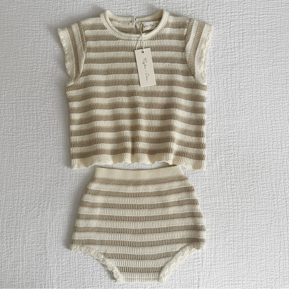 NWT RYLEE & CRU 2PCS KNIT SCALLOPED SET
